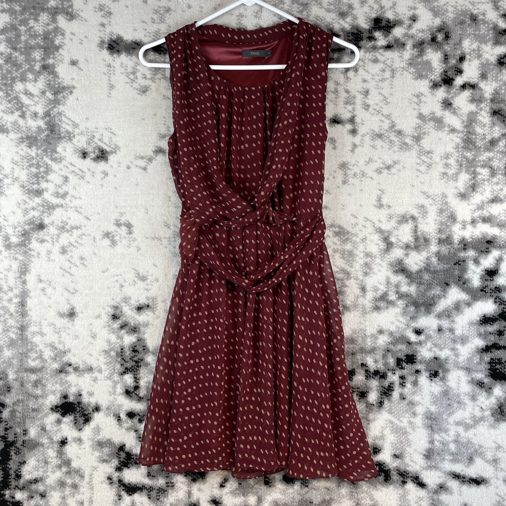 THML‎ Tank Dress Women's Size Small Red Polka Dot Polyester Comfort